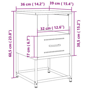 Κομοδίνα 2 τεμ. Πράσινο Λαδί 36x39x60,5 εκ. από Χάλυβα - Pakobazaar