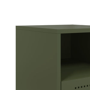 Κομοδίνα 2 τεμ. Πράσινο Λαδί 36x39x60,5 εκ. από Χάλυβα - Pakobazaar