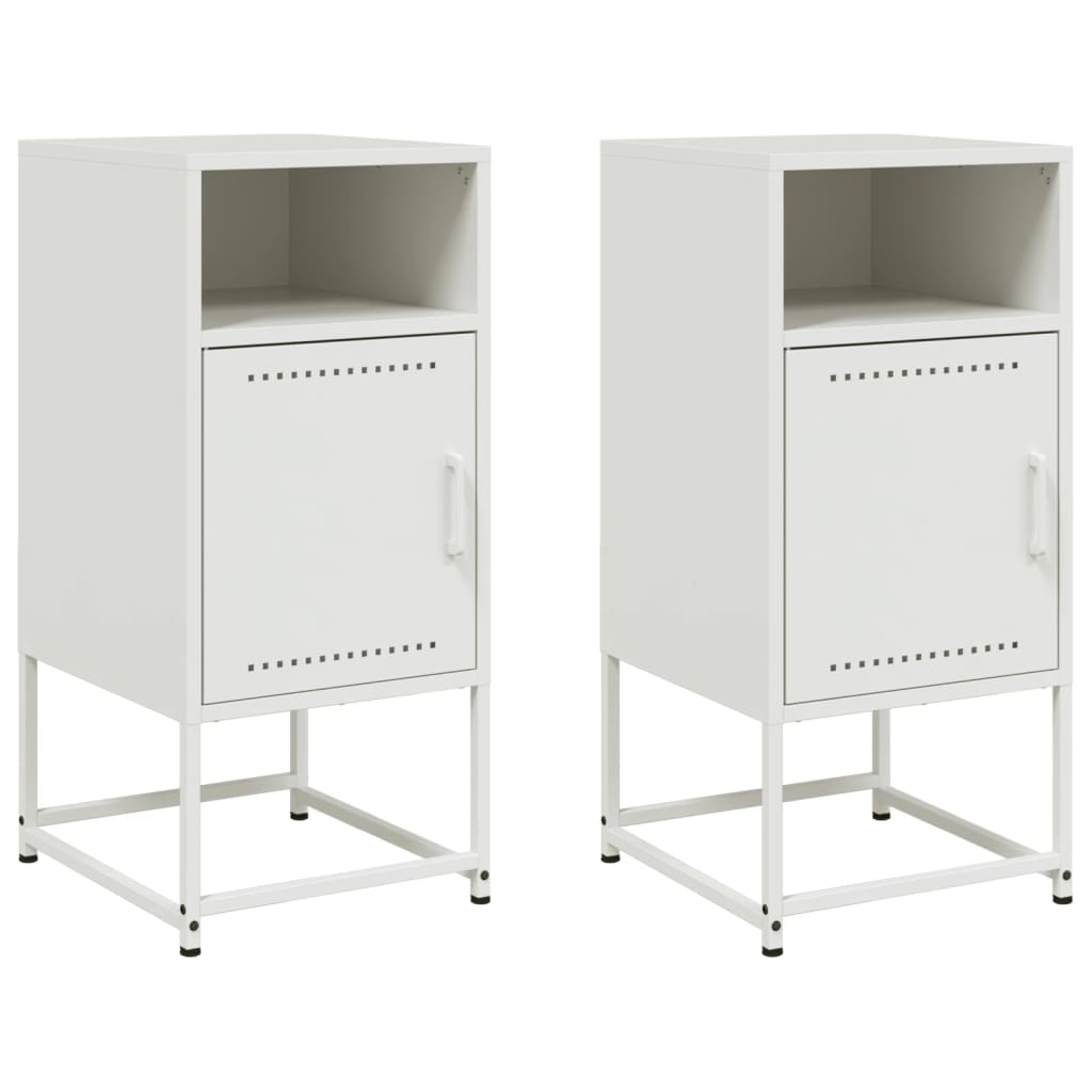 Κομοδίνα 2 τεμ. Λευκό 36x39x78 εκ. από Χάλυβα - Pakobazaar