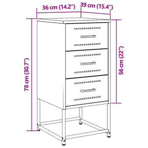 Κομοδίνα 2 τεμ. Μαύρα 36x39x78 εκ. Χάλυβα
