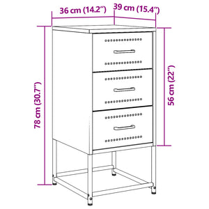 Κομοδίνο Λευκό 36 x 39 x 78 εκ. από Χάλυβα
