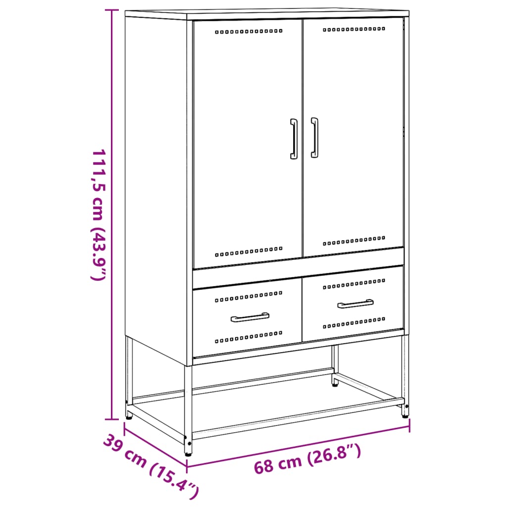 Ντουλάπι Μαύρο 68x39x111,5 εκ. από Χάλυβα