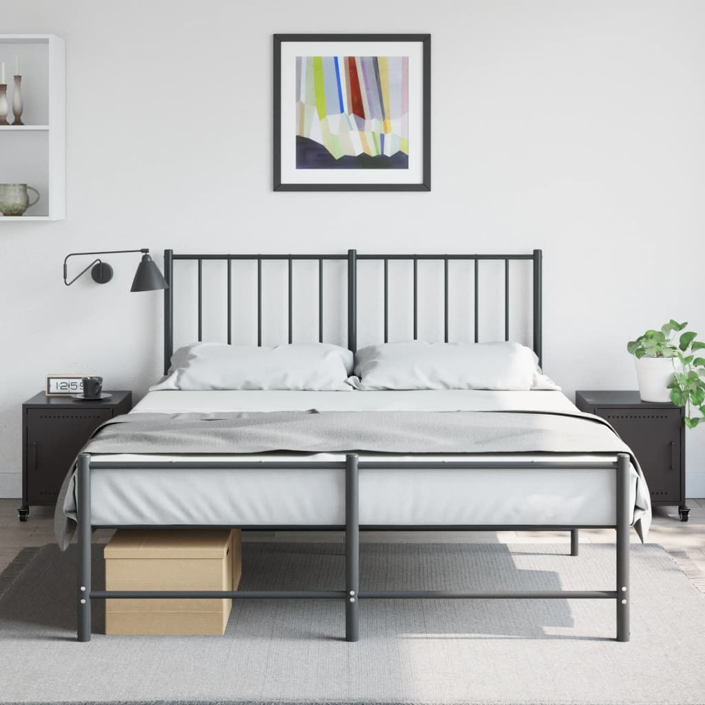 Κομοδίνα 2 τεμ. Μαύρο 36x39x43,5 εκ. από Χάλυβα