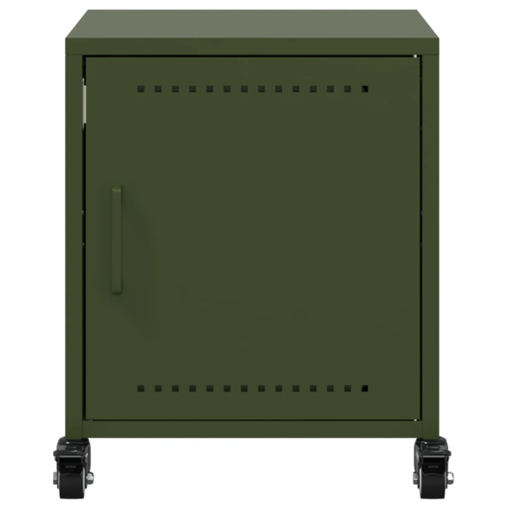 Κομοδίνο Πράσινο Λαδί 36x39x43,5 εκ. από Χάλυβα