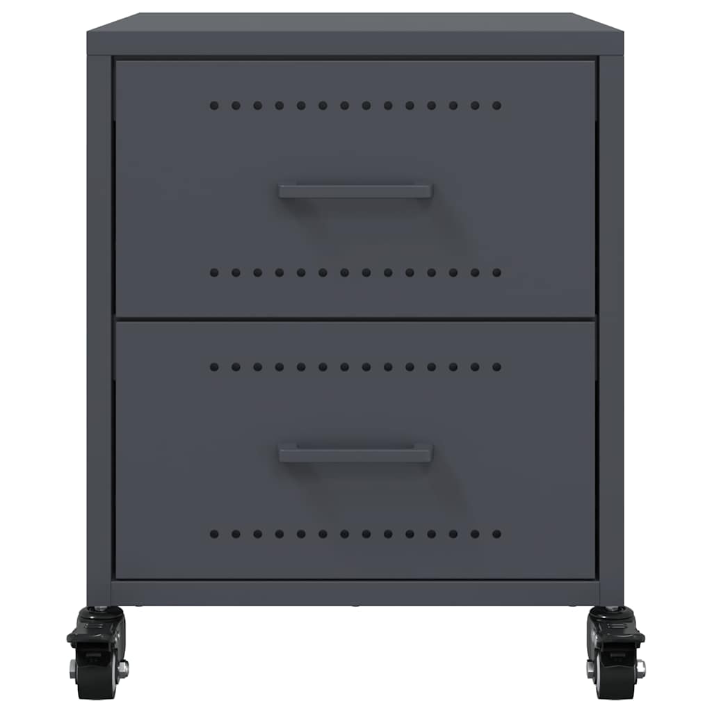 Κομοδίνα 2 τεμ. Ανθρακί 36x39x43,5 εκ. από Χάλυβα