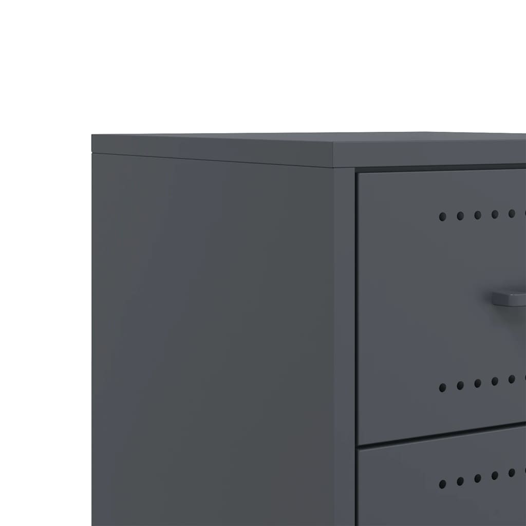 Κομοδίνα 2 τεμ. Ανθρακί 36x39x43,5 εκ. από Χάλυβα