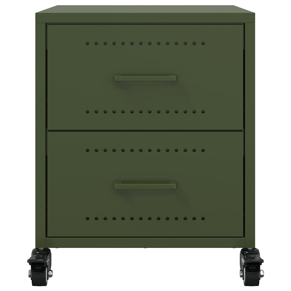 Κομοδίνο Πράσινο Λαδί 36x39x43,5 εκ. από Χάλυβα