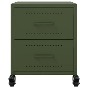 Κομοδίνο Πράσινο Λαδί 36x39x43,5 εκ. από Χάλυβα