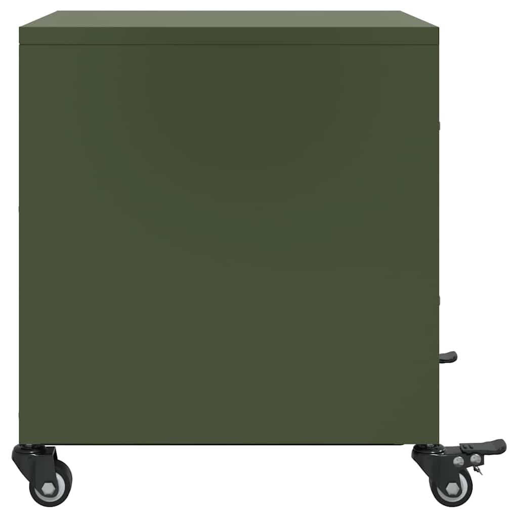 Κομοδίνο Πράσινο Λαδί 36x39x43,5 εκ. από Χάλυβα