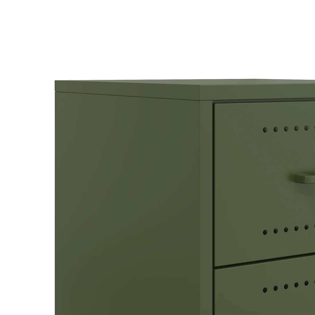 Κομοδίνο Πράσινο Λαδί 36x39x43,5 εκ. από Χάλυβα