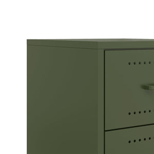Κομοδίνα 2 τεμ. Πράσινο Λαδί 36x39x43,5 εκ. από Χάλυβα