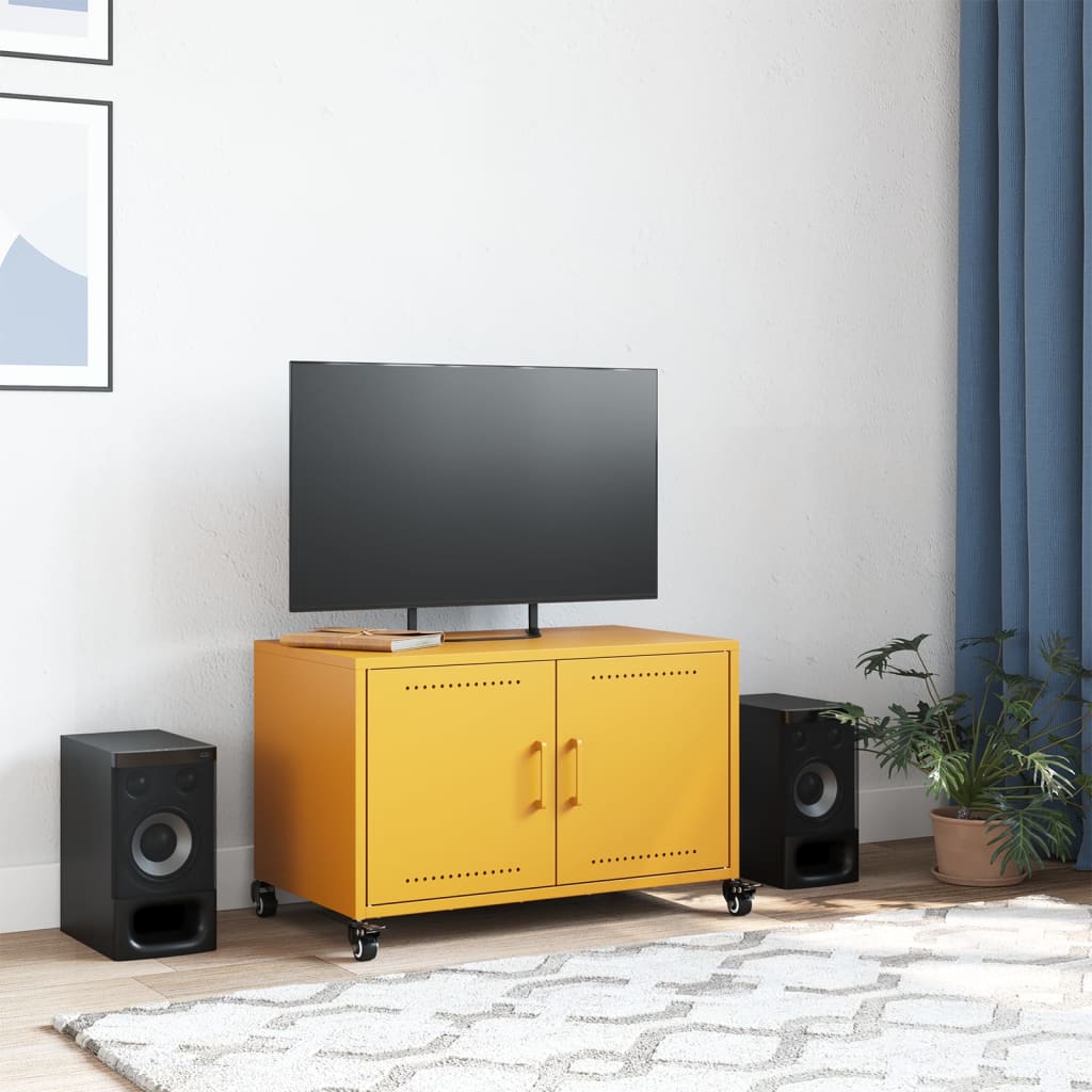 Έπιπλο Τηλεόρασης Μουσταρδί Κίτρινο 68x39x43,5 εκ. από Ατσάλι