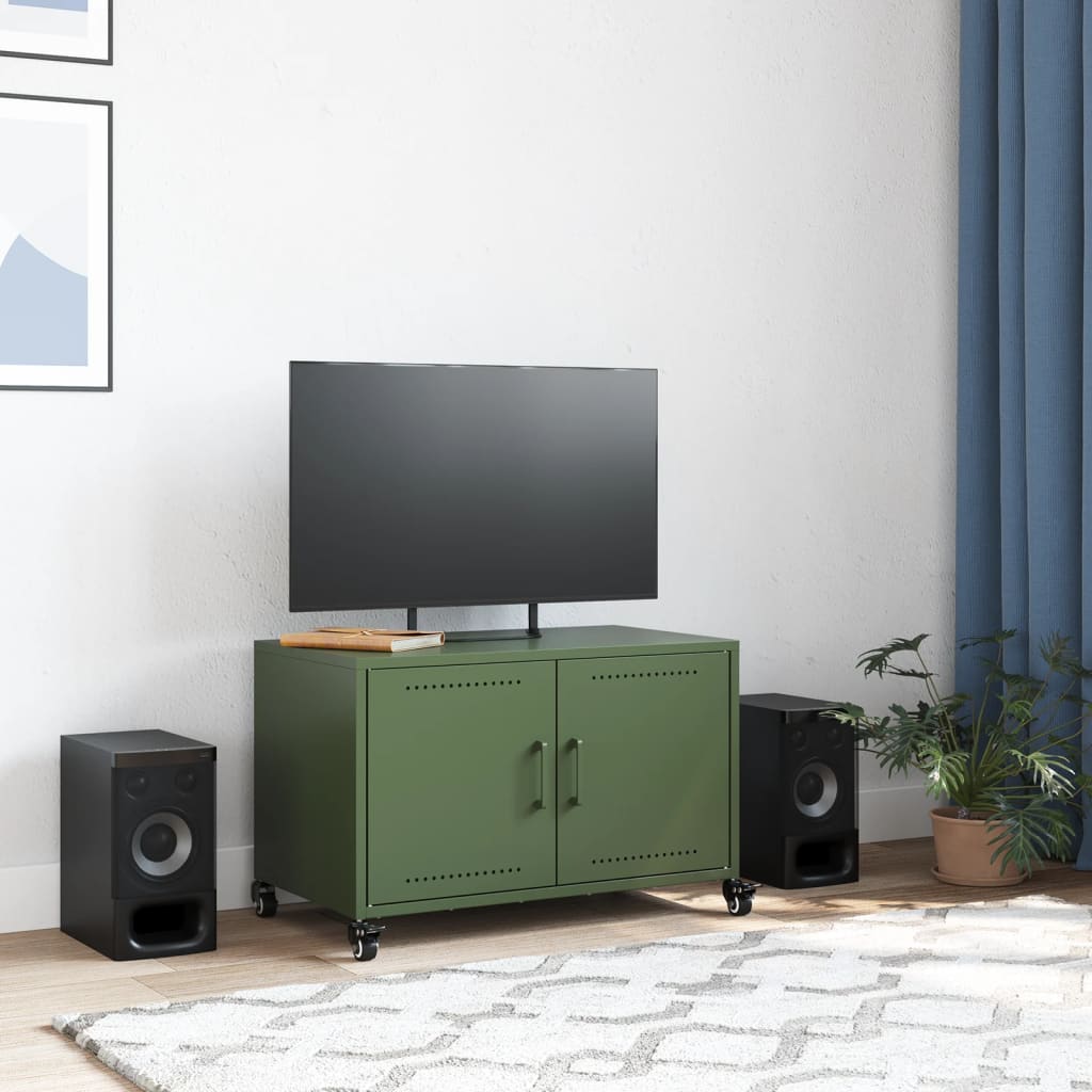 Έπιπλο Τηλεόρασης Πράσινο Λαδί 68x39x43,5 εκ. από Ατσάλι - Pakobazaar
