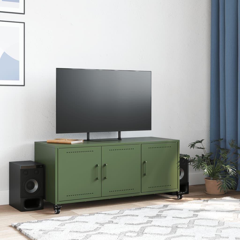 Έπιπλο Τηλεόρασης Πράσινο Λαδί 100,5x39x43,5 εκ. από Ατσάλι
