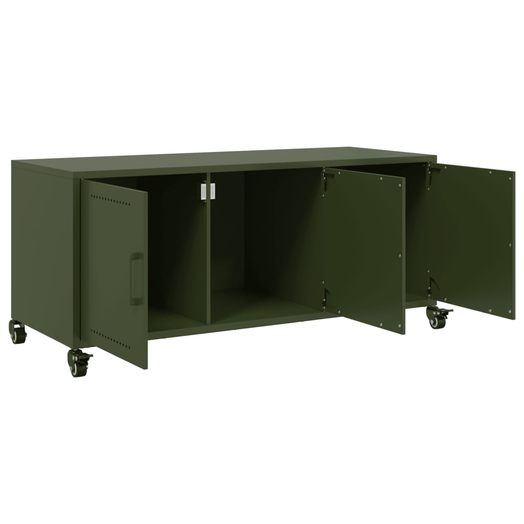 Έπιπλο Τηλεόρασης Πράσινο Λαδί 100,5x39x43,5 εκ. από Ατσάλι