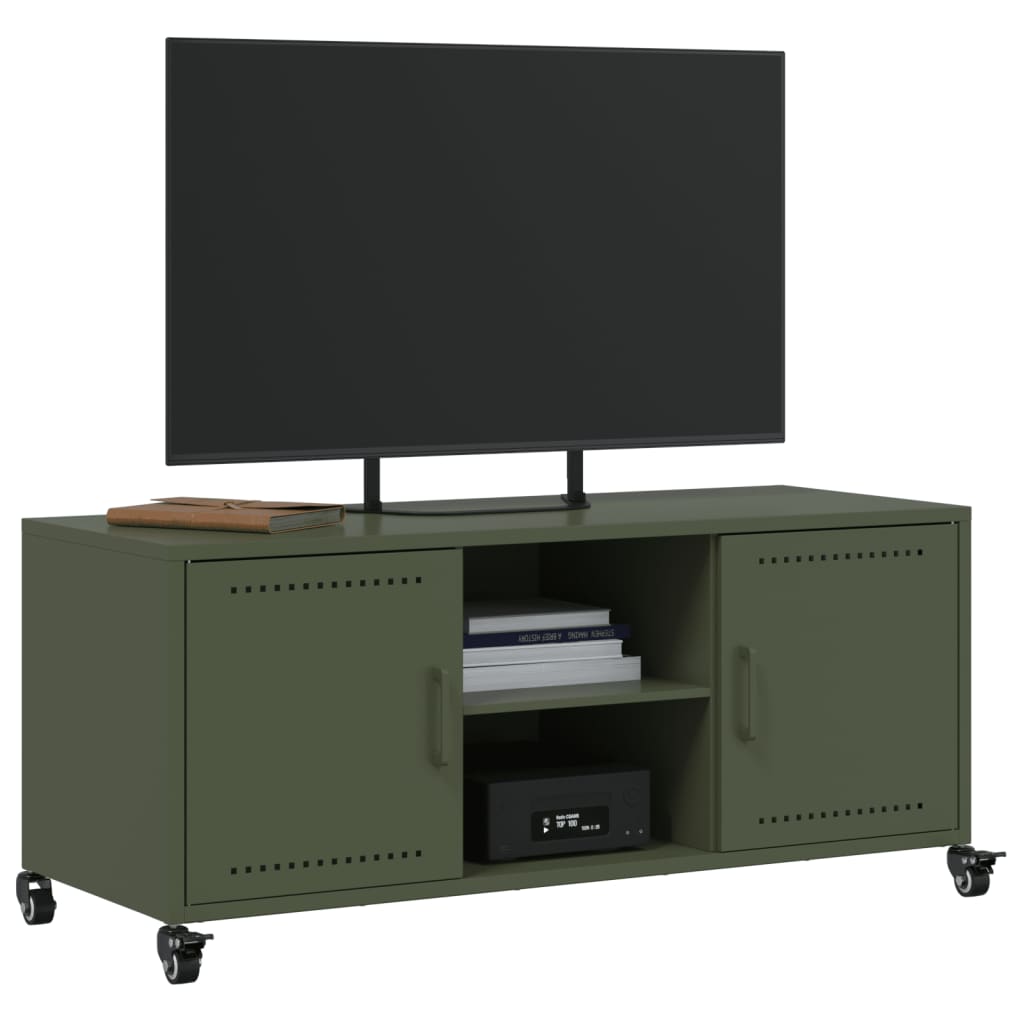 Έπιπλο Τηλεόρασης Πράσινο Λαδί 100,5x39x43,5 εκ. από Ατσάλι - Pakobazaar