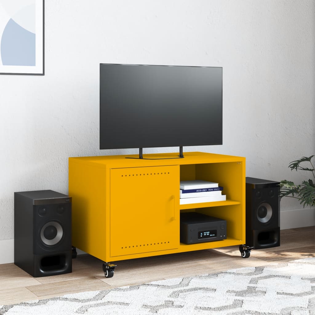 Έπιπλο Τηλεόρασης Μουσταρδί Κίτρινο 68x39x43,5 εκ. από Ατσάλι