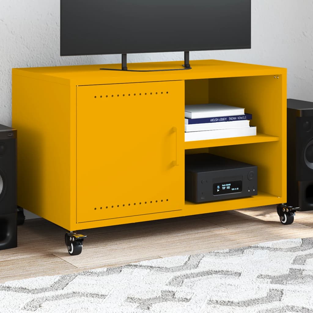 Έπιπλο Τηλεόρασης Μουσταρδί Κίτρινο 68x39x43,5 εκ. από Ατσάλι