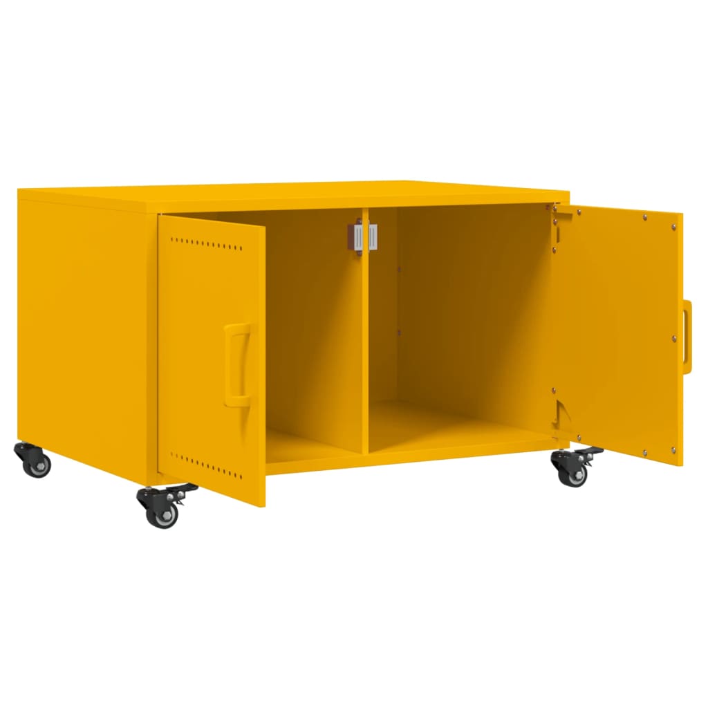 Τραπέζι Κήπου Κίτρινο Μουσταρδί 68x50x43,5 εκ. Ατσάλινο