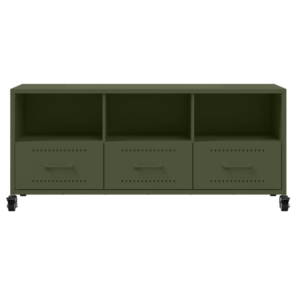 Έπιπλο Τηλεόρασης Πράσινο Λαδί 100,5x39x43,5 εκ. από Ατσάλι