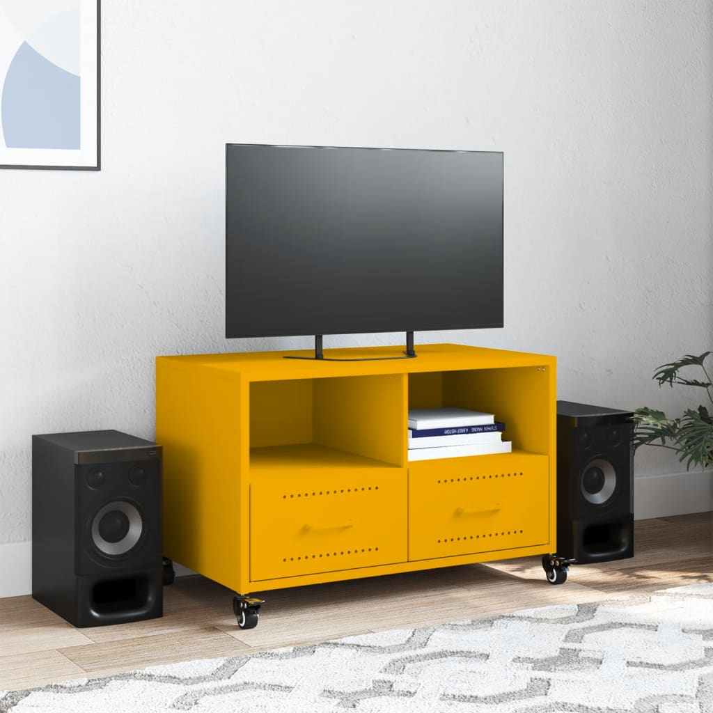 Έπιπλο Τηλεόρασης Μουσταρδί Κίτρινο 68x39x43,5 εκ. από Ατσάλι