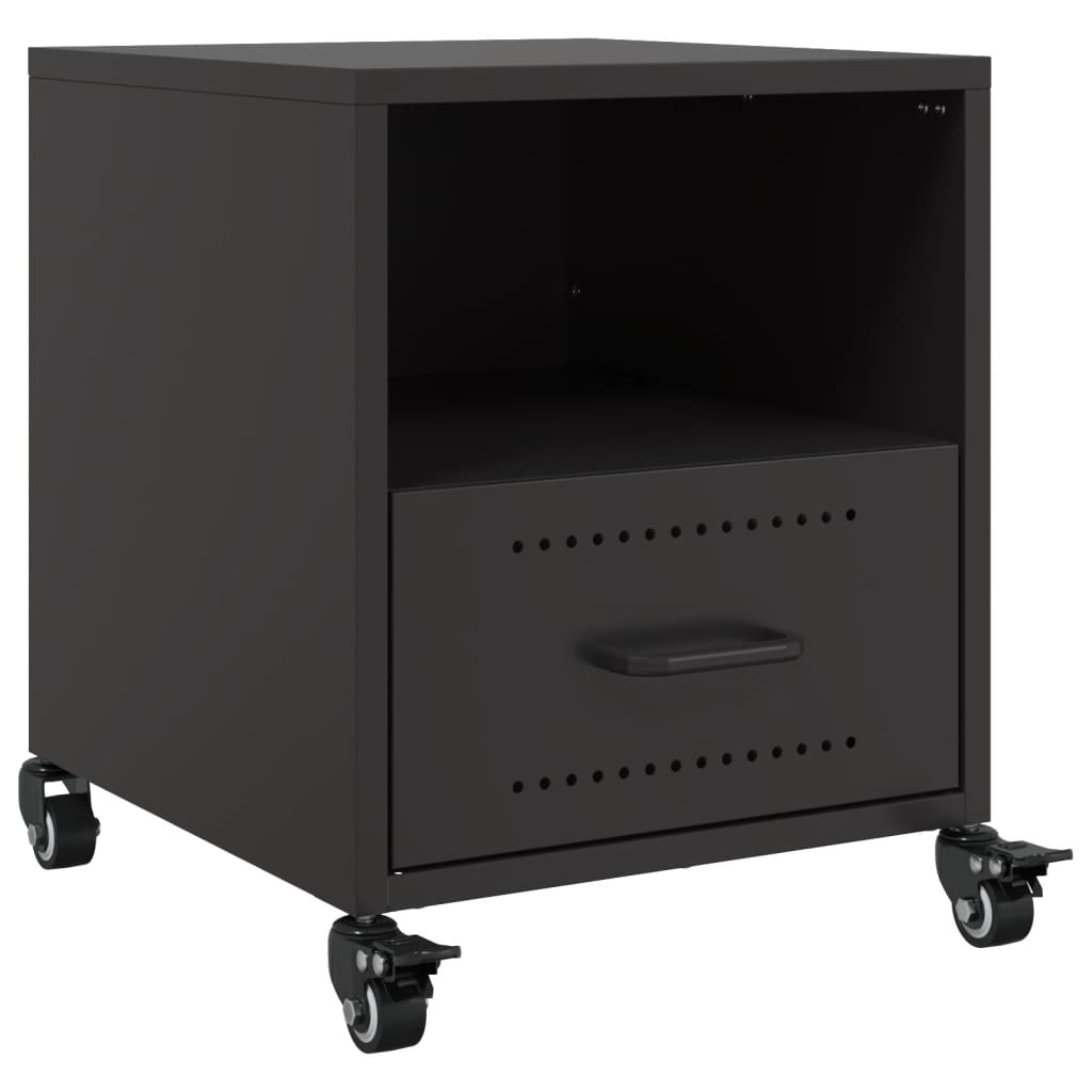 Κομοδίνα 2 τεμ. Μαύρο 36x39x43,5 εκ. από Χάλυβα - Pakobazaar
