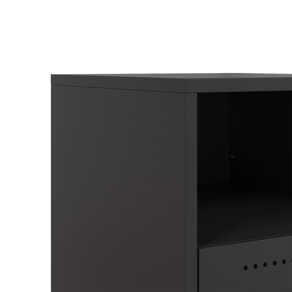 Κομοδίνα 2 τεμ. Μαύρο 36x39x43,5 εκ. από Χάλυβα - Pakobazaar