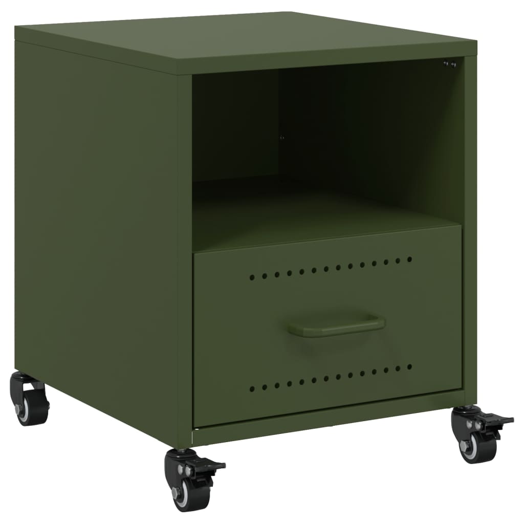 Κομοδίνο Πράσινο Λαδί 36x39x43,5 εκ. από Χάλυβα - Pakobazaar