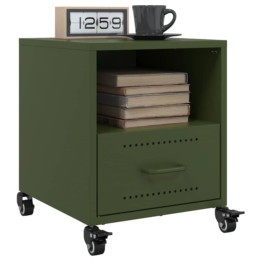Κομοδίνο Πράσινο Λαδί 36x39x43,5 εκ. από Χάλυβα - Pakobazaar