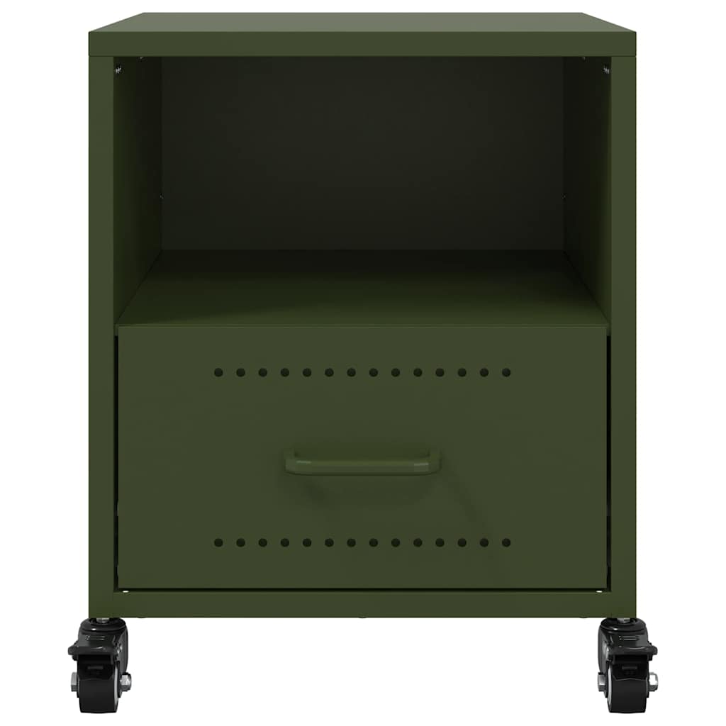 Κομοδίνο Πράσινο Λαδί 36x39x43,5 εκ. από Χάλυβα - Pakobazaar
