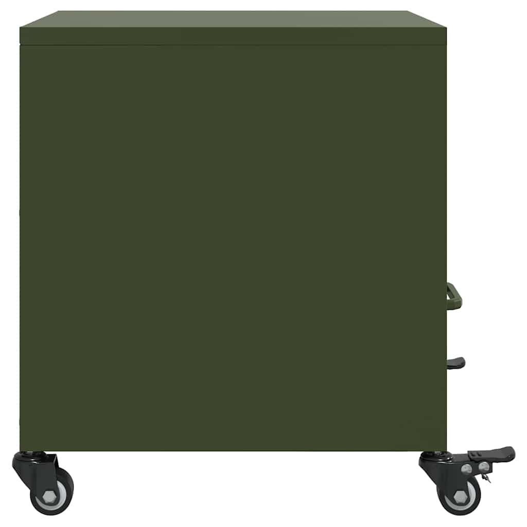 Κομοδίνο Πράσινο Λαδί 36x39x43,5 εκ. από Χάλυβα - Pakobazaar