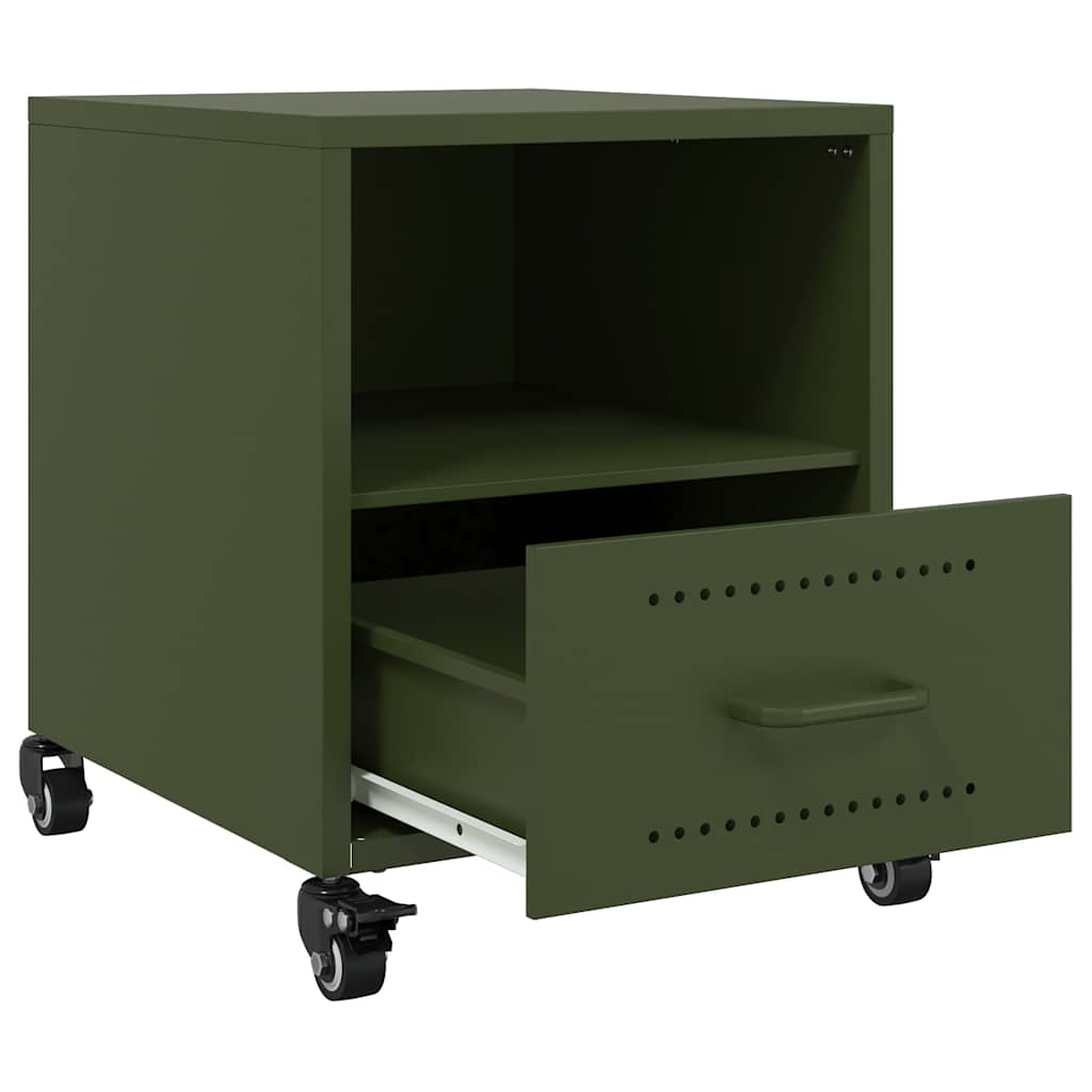Κομοδίνο Πράσινο Λαδί 36x39x43,5 εκ. από Χάλυβα - Pakobazaar