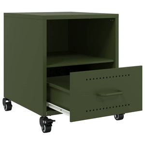 Κομοδίνο Πράσινο Λαδί 36x39x43,5 εκ. από Χάλυβα - Pakobazaar