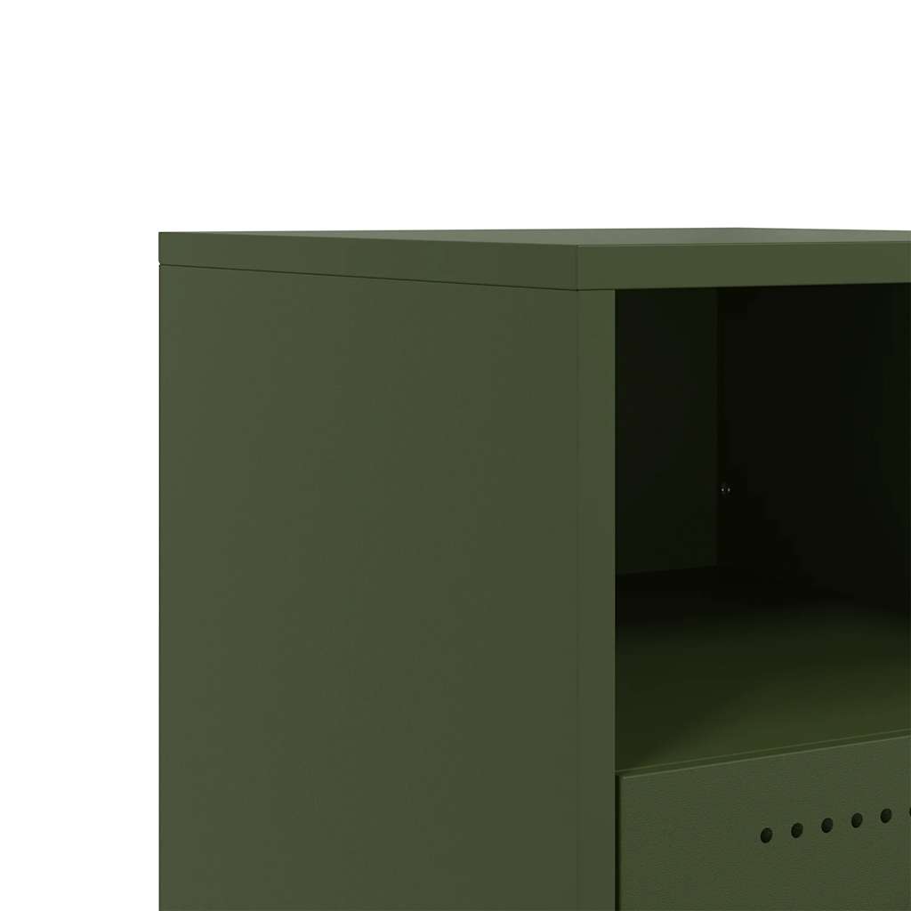 Κομοδίνο Πράσινο Λαδί 36x39x43,5 εκ. από Χάλυβα - Pakobazaar