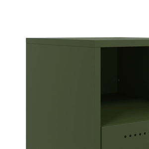 Κομοδίνα 2 τεμ. Πράσινο Λαδί 36x39x43,5 εκ. από Χάλυβα