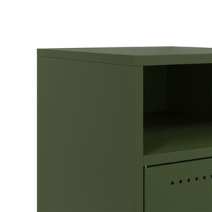 Κομοδίνα 2 τεμ. Πράσινο Λαδί 36x39x59 εκ. από Χάλυβα - Pakobazaar