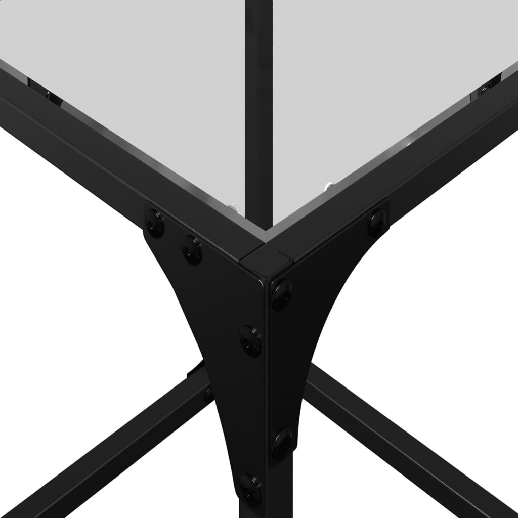 Τραπεζάκια Σαλονιού Επιφάνεια Διαφανές Γυαλί 30x30x40 εκ Ατσάλι