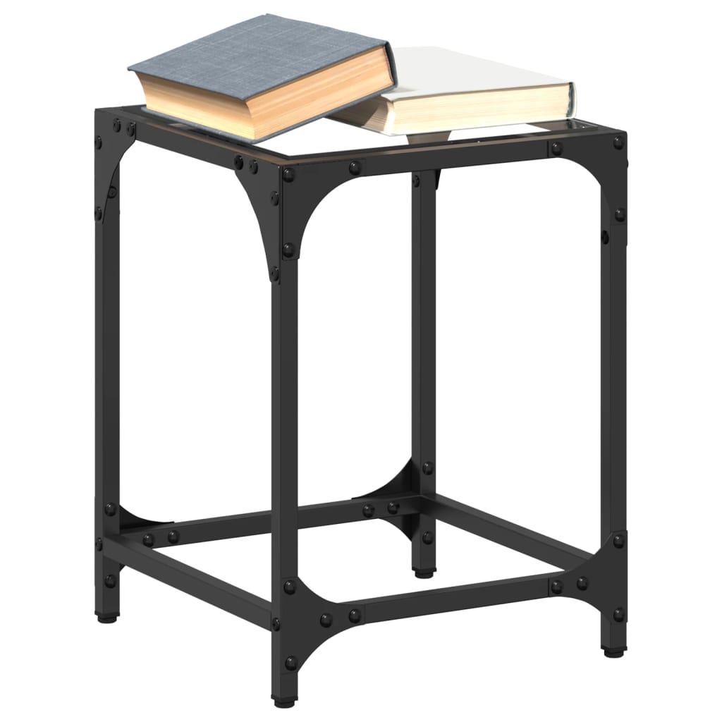 Τραπεζάκια Σαλονιού Επιφάνεια Διαφανές Γυαλί 30x30x40 εκ Ατσάλι