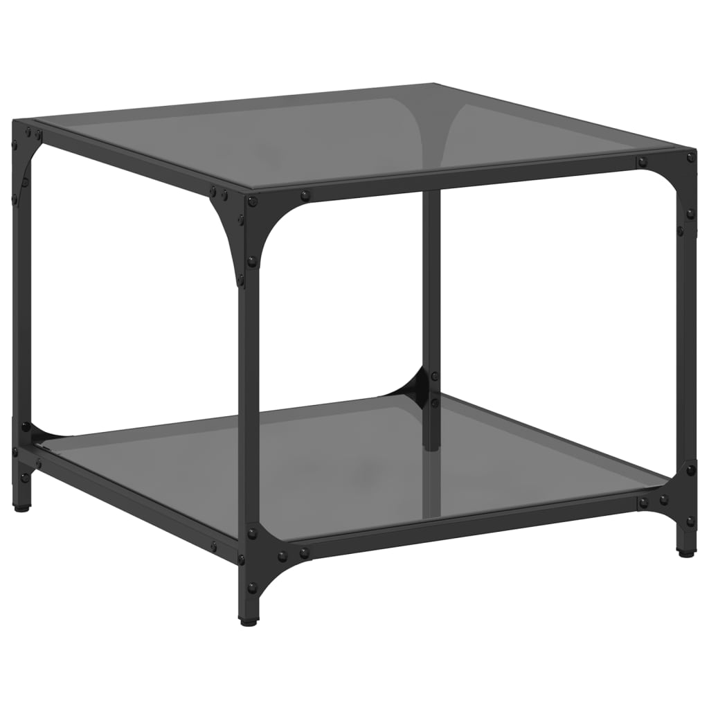 Τραπεζάκι Σαλονιού Επιφάνεια Μαύρο Γυαλί 50x50x40 εκ. Ατσάλι