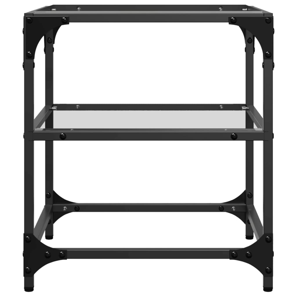 Τραπεζάκια Σαλονιού Επιφάνεια Διαφανές Γυαλί 40x40x45 εκ Ατσάλι