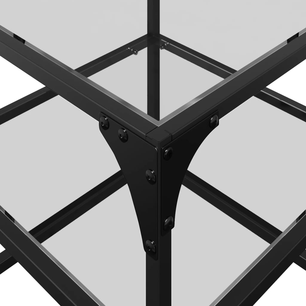 Τραπεζάκια Σαλονιού Επιφάνεια Διαφανές Γυαλί 40x40x45 εκ Ατσάλι