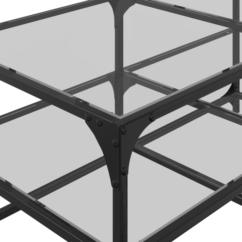 Τραπεζάκι Σαλονιού Επιφάνεια Διαφανές Γυαλί 98,5x50x45εκ Ατσάλι