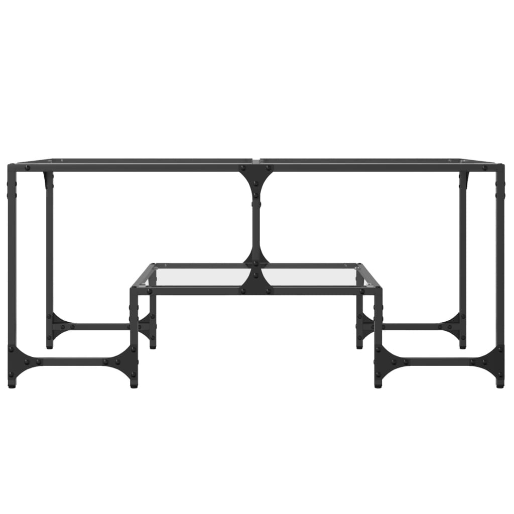 Τραπεζάκι Σαλονιού Επιφάνεια Διαφανές Γυαλί 98,5x50x45εκ Ατσάλι