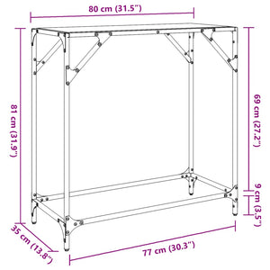 Τραπέζι Κονσόλα Επιφάνεια Μαύρο Γυαλί 80 x 35 x 81 εκ. Ατσάλι