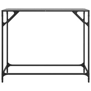 Τραπέζι Κονσόλα Επιφάνεια Μαύρο Γυαλί 98x35x81 εκ. Ατσάλι