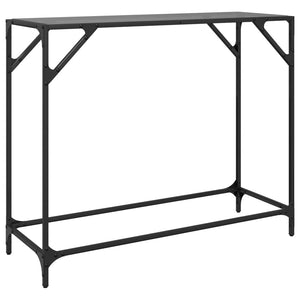 Τραπέζι Κονσόλα Επιφάνεια Μαύρο Γυαλί 98x35x81 εκ. Ατσάλι