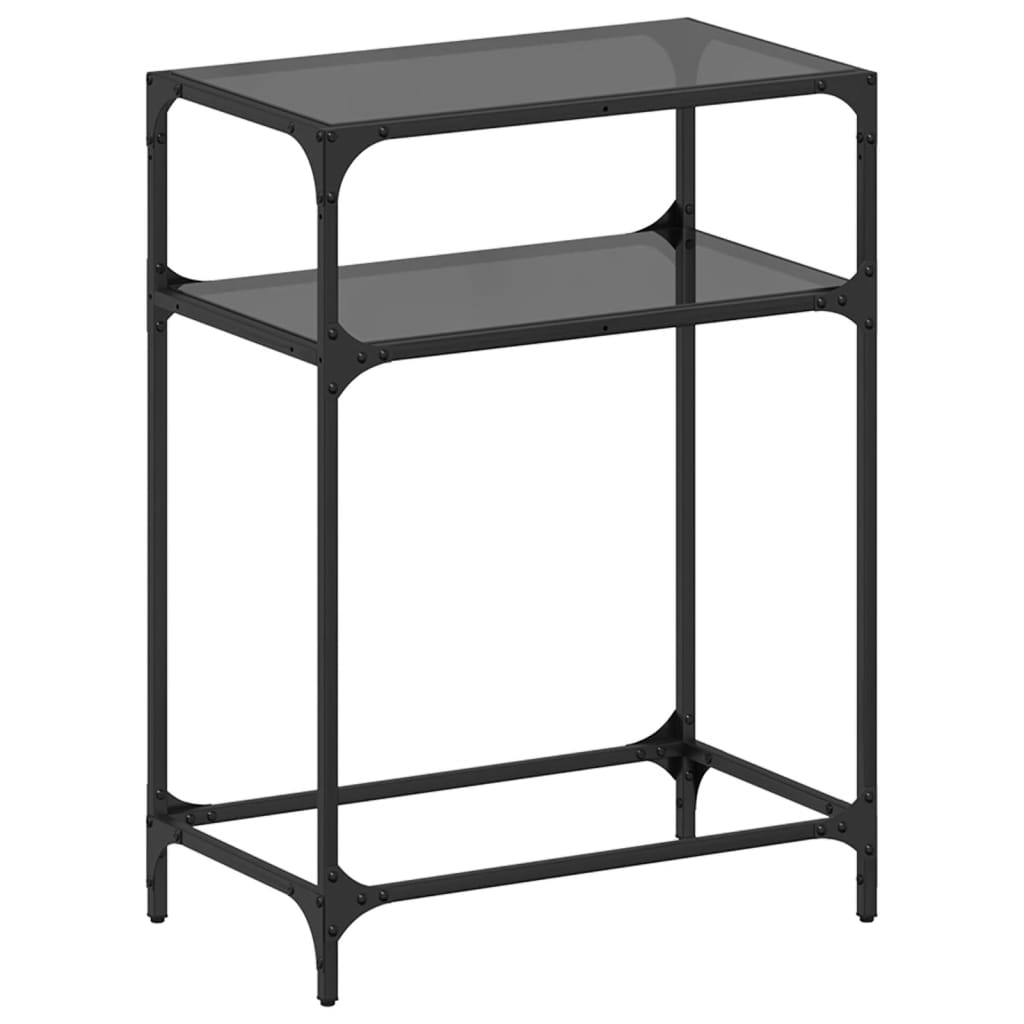 Τραπέζι Κονσόλα Επιφάνεια Μαύρο Γυαλί 60x35x81 εκ. Ατσάλι