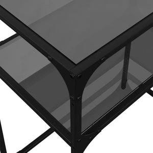 Τραπέζι Κονσόλα Επιφάνεια Μαύρο Γυαλί 60x35x81 εκ. Ατσάλι