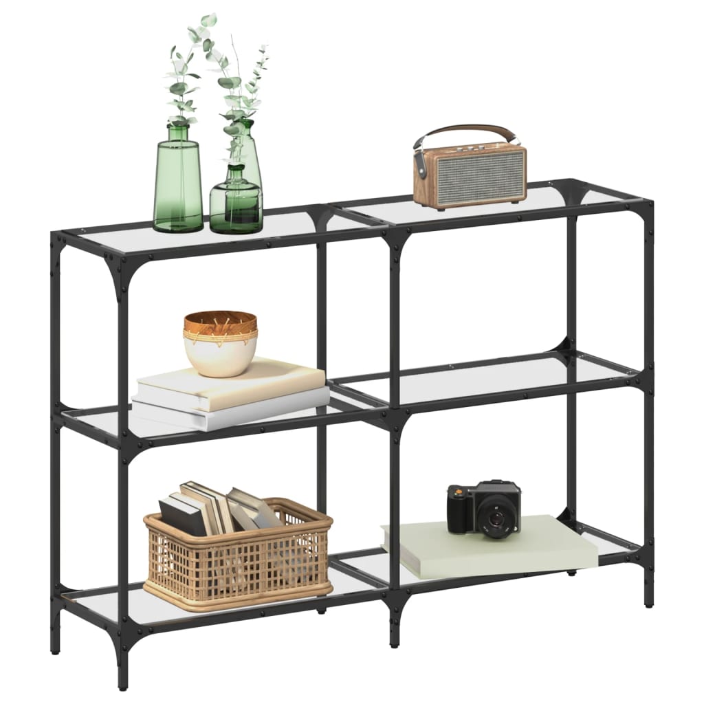 Τραπέζι Σαλονιού Επιφάνεια Διαφανές Γυαλί 118,5x30x81 εκ Ατσάλι