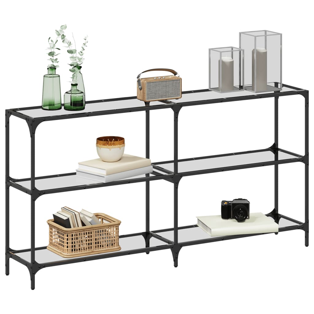 Τραπέζι Σαλονιού Επιφάνεια Διαφανές Γυαλί 158,5x30x81 εκ Ατσάλι - Pakobazaar